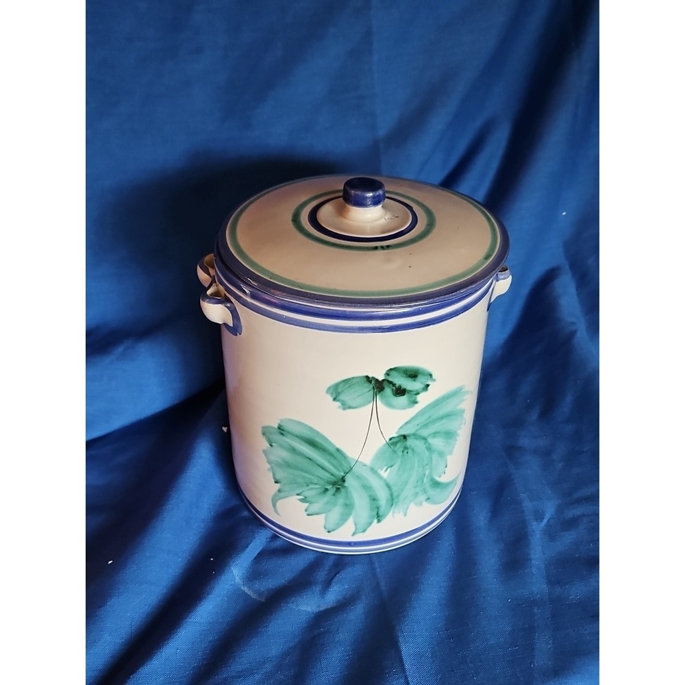 Vietiri Italian Pottery Canister Crock Jar Grapes Hand Painted Vintage 8" - Picture 4 of 9
